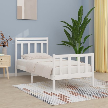 vidaXL Estructura de cama madera maciza de pino blanco 100x200 cm