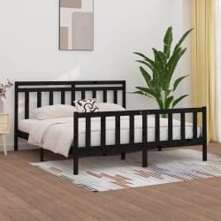 vidaXL Estructura de cama de madera maciza de pino negra 200x200 cm