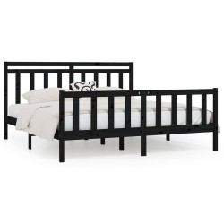 vidaXL Estructura de cama de madera maciza de pino negra 200x200 cm