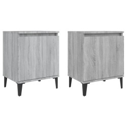 vidaXL Mesitas de noche 2 uds patas de metal gris Sonoma 40x30x50 cm
