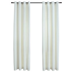 vidaXL Cortinas opacas con anillas 2 pzas terciopelo crema 140x245 cm