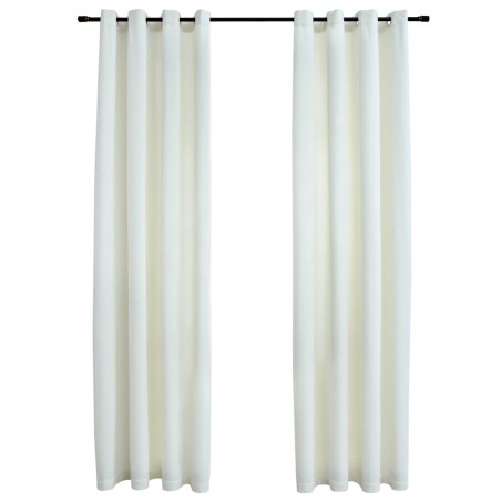 vidaXL Cortinas opacas con anillas 2 pzas terciopelo crema 140x245 cm
