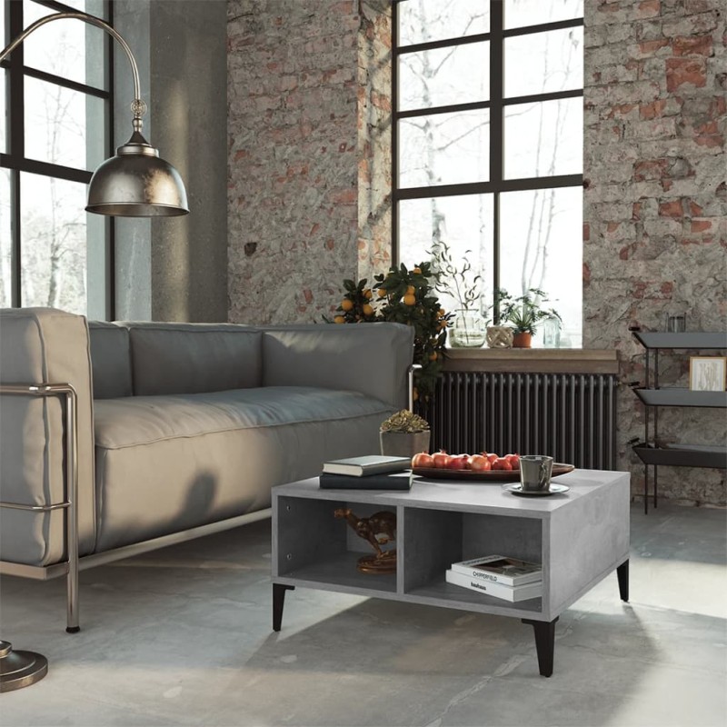 vidaXL Mesa de centro madera contrachapada gris hormigón 60x60x30 cm vidaXL Mesa de centro madera contrachapada gris hormigón 60x60x30 cm