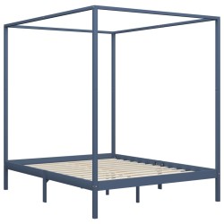 vidaXL Cama con dosel de madera maciza de pino gris 180x200 cm