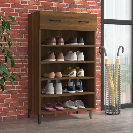 vidaXL Mueble zapatero madera contrachapada roble marrón 60x35x105 cm
