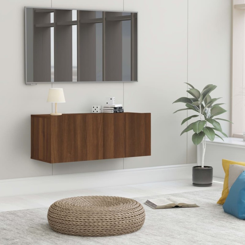 vidaXL Mueble para TV madera contrachapada roble marrón 80x30x30 cm vidaXL Mueble para TV madera contrachapada roble marrón 80x30x30 cm