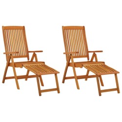 vidaXL Sillas de jardín plegables reposapiés 2 uds madera de eucalipto