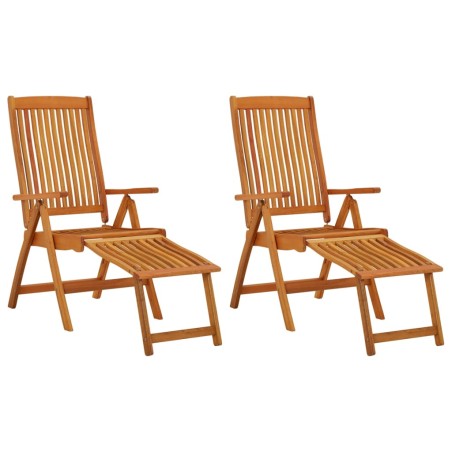 vidaXL Sillas de jardín plegables reposapiés 2 uds madera de eucalipto