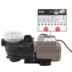 vidaXL Bomba de piscina con temporizador negra 0,25 HP 8000 L/h