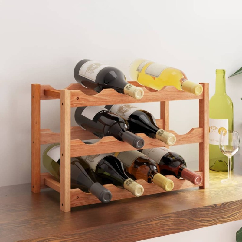vidaXL Botellero para 12 botellas madera maciza de nogal vidaXL Botellero para 12 botellas madera maciza de nogal