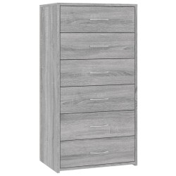 vidaXL Aparador con 6 cajones contrachapado gris Sonoma 50x34x96 cm