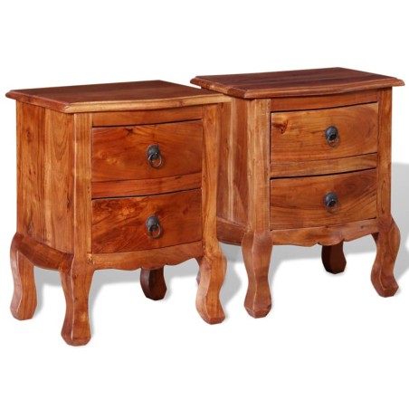 vidaXL Mesitas de noche con cajones 2 uds madera maciza de acacia 