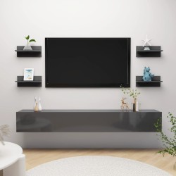 vidaXL Estantes de pared 4 unidades gris brillo 40x11,5x18 cm