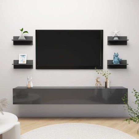 vidaXL Estantes de pared 4 unidades gris brillo 40x11,5x18 cm