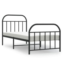 vidaXL Estructura de cama con cabecero y estribo metal negro 90x190 cm