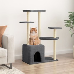 vidaXL Rascador para gatos con postes de sisal gris oscuro 107,5 cm