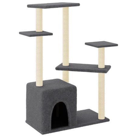 vidaXL Rascador para gatos con postes de sisal gris oscuro 107,5 cm