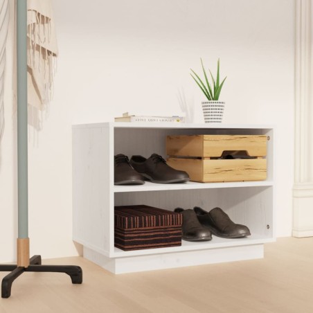 vidaXL Armario zapatero de madera maciza de pino blanco 60x34x45 cm