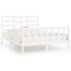 vidaXL Estructura de cama de madera maciza de pino blanco 160x200 cm