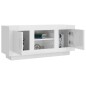 vidaXL Mueble de TV madera contrachapada blanco brillo 102x35x45 cm vidaXL Mueble de TV madera contrachapada blanco brillo 102x35x45 cm