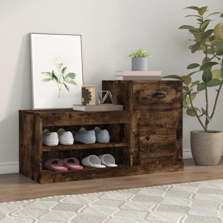 vidaXL Mueble zapatero madera contrachapada roble ahumado 100x42x60 cm