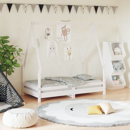 vidaXL Estructura de cama para niños madera de pino blanco 70x140 cm