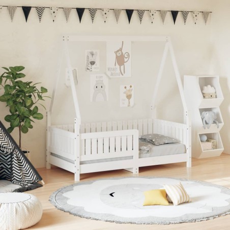 vidaXL Estructura de cama para niños madera de pino blanco 70x140 cm