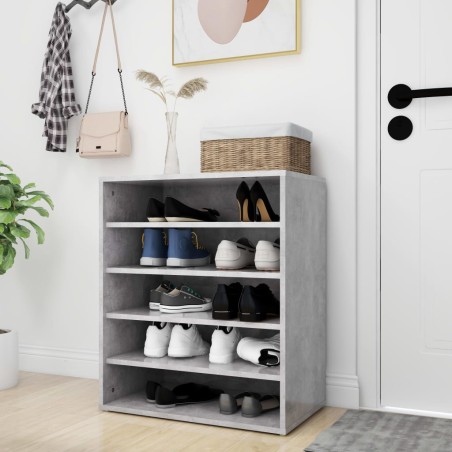 vidaXL Mueble zapatero madera contrachapada gris hormigón 60x35x70 cm