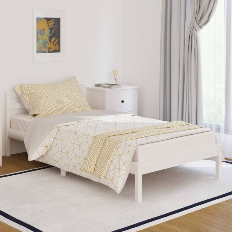 vidaXL Estructura de cama madera maciza de pino blanco 100x200 cm vidaXL Estructura de cama madera maciza de pino blanco 100x200 cm