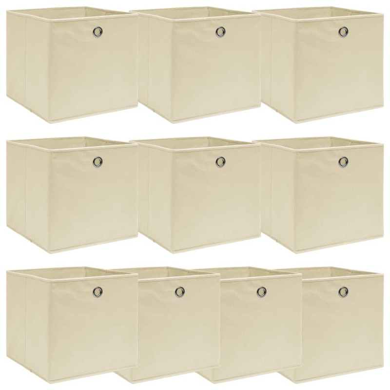 vidaXL Cajas de almacenaje 10 uds tela crema 32x32x32 cm vidaXL Cajas de almacenaje 10 uds tela crema 32x32x32 cm