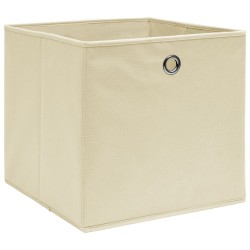 vidaXL Cajas de almacenaje 10 uds tela crema 32x32x32 cm