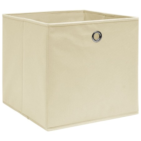 vidaXL Cajas de almacenaje 10 uds tela crema 32x32x32 cm