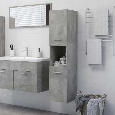 vidaXL Armario de baño madera contrachapada gris hormigón 30x30x130 cm