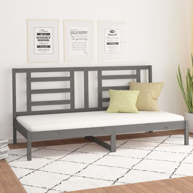 vidaXL Sofá cama madera maciza de pino gris 90x200 cm vidaXL Sofá cama madera maciza de pino gris 90x200 cm
