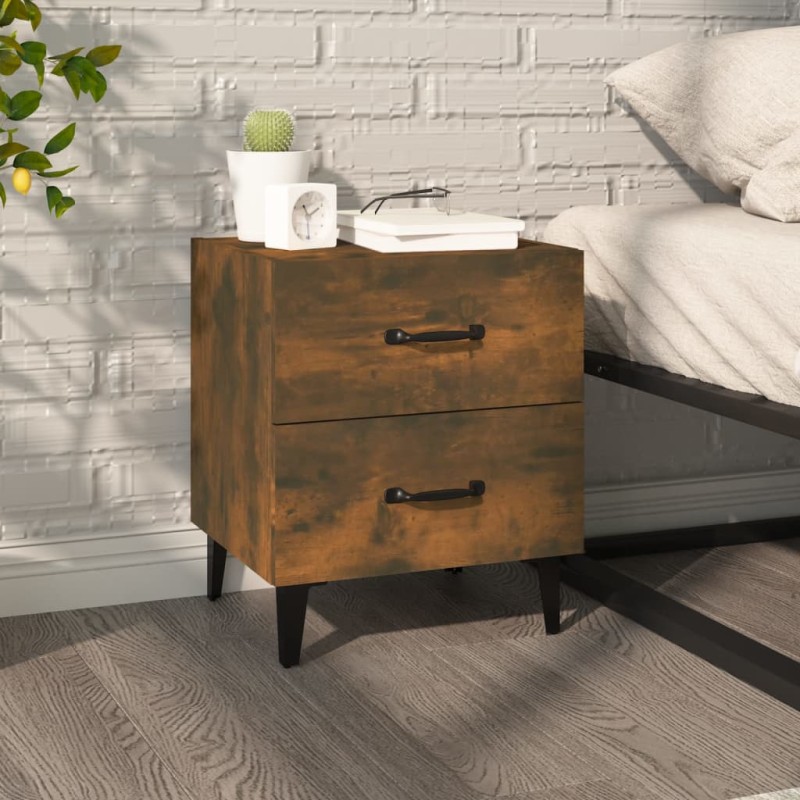 vidaXL Mesita de noche color roble ahumado 40x35x47,5 cm vidaXL Mesita de noche color roble ahumado 40x35x47,5 cm