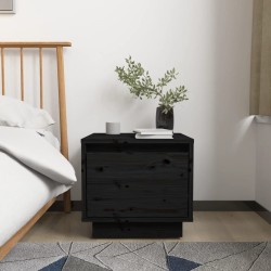 vidaXL Mesita de noche madera maciza de pino negro 35x34x32 cm