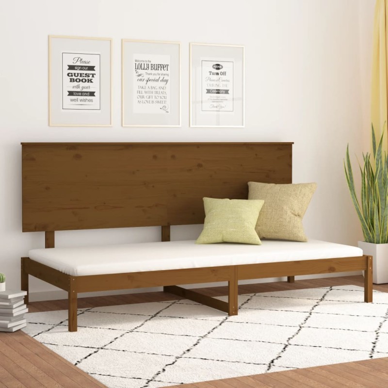 vidaXL Sofá cama madera maciza de pino marrón miel 90x200 cm vidaXL Sofá cama madera maciza de pino marrón miel 90x200 cm