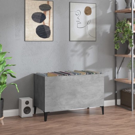 vidaXL Mueble discos madera contrachapada gris hormigón 74,5x38x48 cm