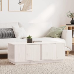 vidaXL Mesa de centro de madera maciza de pino blanco 110x50x40 cm