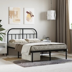 vidaXL Estructura de cama con cabecero metal negro 120x190 cm