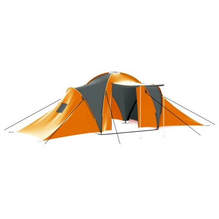 vidaXL Tienda de campaña 9 personas tela gris y naranja