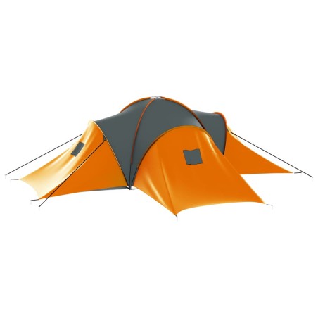 vidaXL Tienda de campaña 9 personas tela gris y naranja