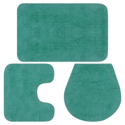vidaXL Conjunto de alfombrillas de baño de tela 3 piezas turquesa