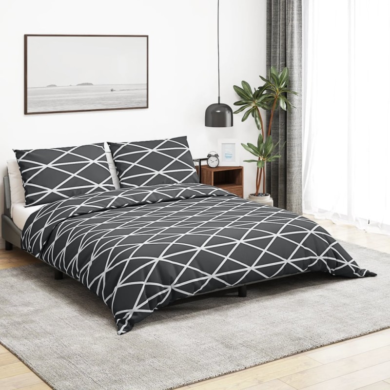 vidaXL Juego de funda nórdica algodón gris 135x200 cm