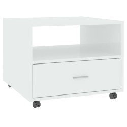vidaXL Mesa de centro madera contrachapada blanco brillo 55x55x40 cm 