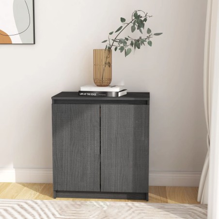 vidaXL Armario auxiliar madera maciza de pino gris 60x36x65 cm