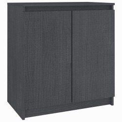 vidaXL Armario auxiliar madera maciza de pino gris 60x36x65 cm