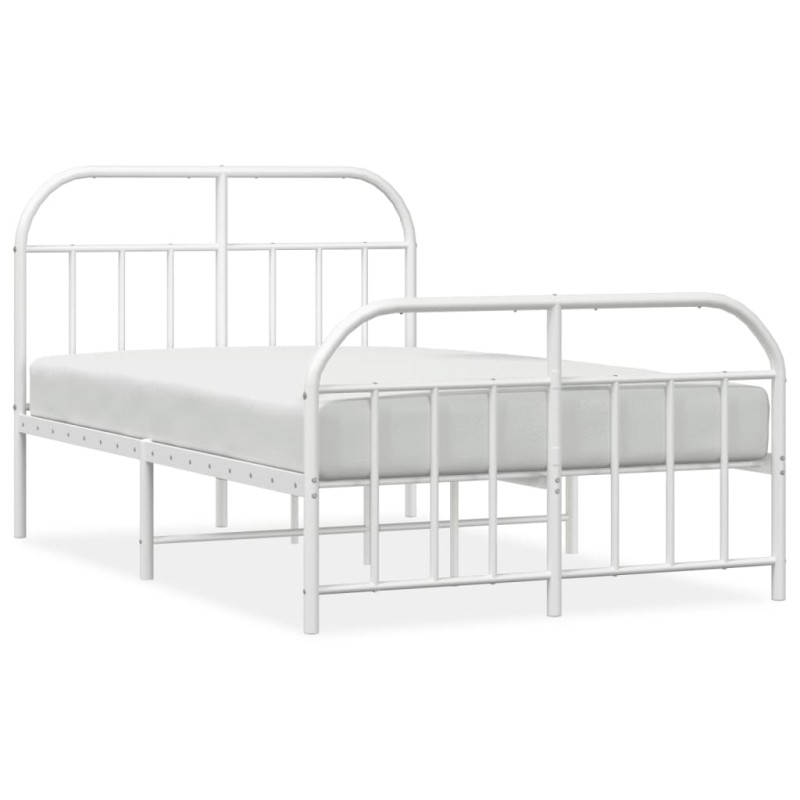 vidaXL Estructura cama metal con cabecero y estribo blanco 120x200 cm vidaXL Estructura cama metal con cabecero y estribo blanco 120x200 cm