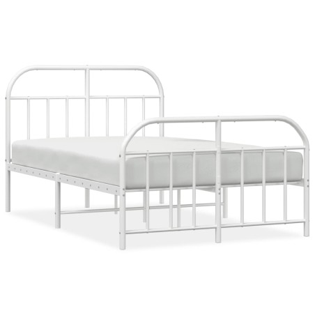 vidaXL Estructura cama metal con cabecero y estribo blanco 120x200 cm
