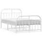 vidaXL Estructura cama metal con cabecero y estribo blanco 120x200 cm vidaXL Estructura cama metal con cabecero y estribo blanco 120x200 cm